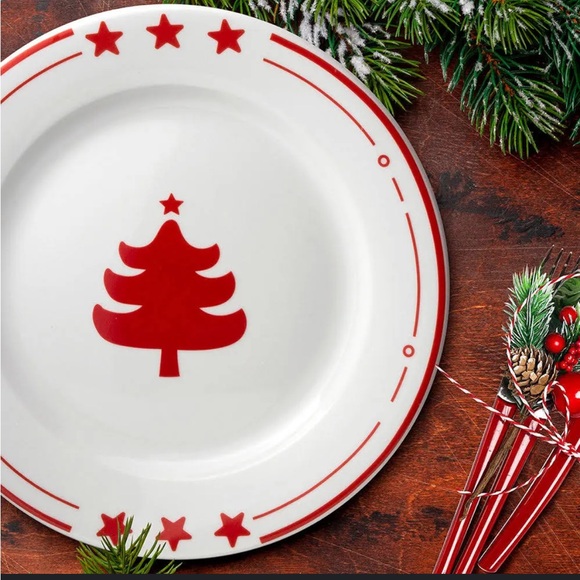 Ceramic Christmas Plates Set of 2 - Red - Picture 6 of 7